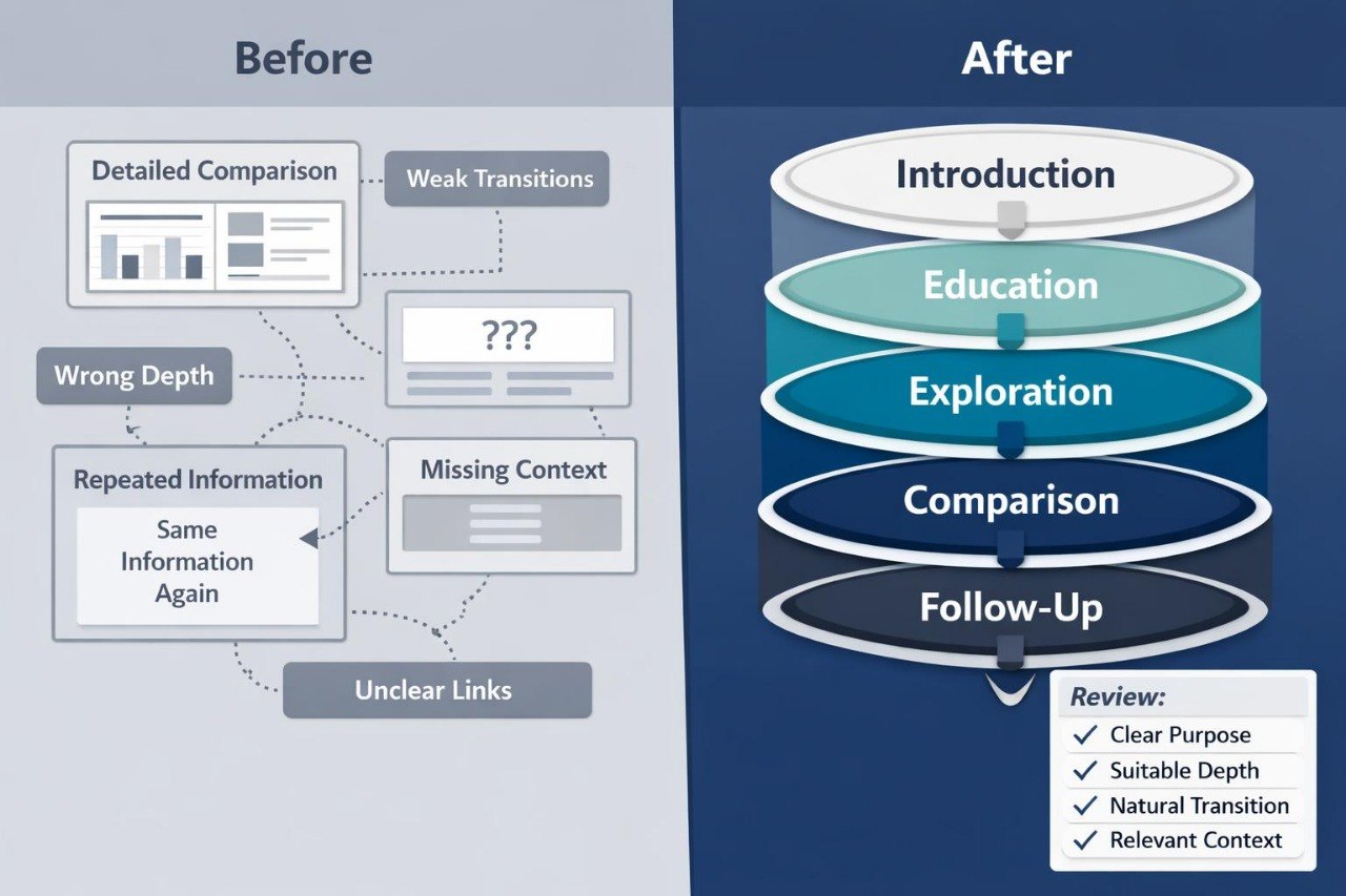 A side-by-side comparison graphic titled 'Before' and 'After' on a dark blue background, showing a diagram of interconnected system components such as configuration, services, permissions, storage, network, and scheduled operations. The left panel lists issues like overlooked dependencies and unknown effects; the right panel shows a streamlined connected view supporting clearer technical analysis.