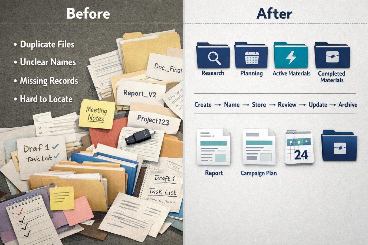 A side-by-side comparison graphic titled 'Before' and 'After' on a dark blue background, showing a diagram of interconnected system components such as configuration, services, permissions, storage, network, and scheduled operations. The left panel lists issues like overlooked dependencies and unknown effects; the right panel shows a streamlined connected view supporting clearer technical analysis.