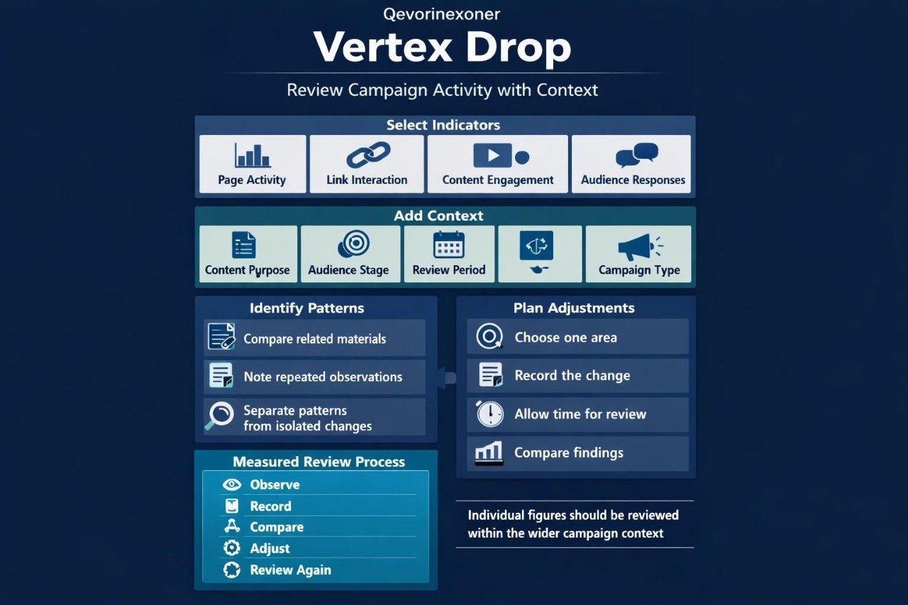 A digital presentation slide titled 'Vertex drop' from Qoverinexoner, featuring a dark navy blue background with a grid pattern. The slide displays four colored boxes labeled 'BEHAVIOR', 'PLANNING', 'ACTIVE', and 'ARCHIVE', along with a white box illustrating a workflow path from CREATE to ARCHIVE.